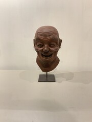 Asian wooden head, Meiji period circa 1900.